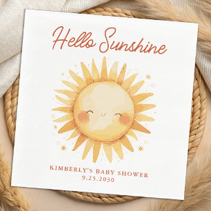 Hello Sunshine Boho Gender Neutral Sun Baby Shower Napkins