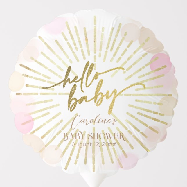 Hello Sunshine Boho Modern Happy Baby Girl Shower Balloon (Front)