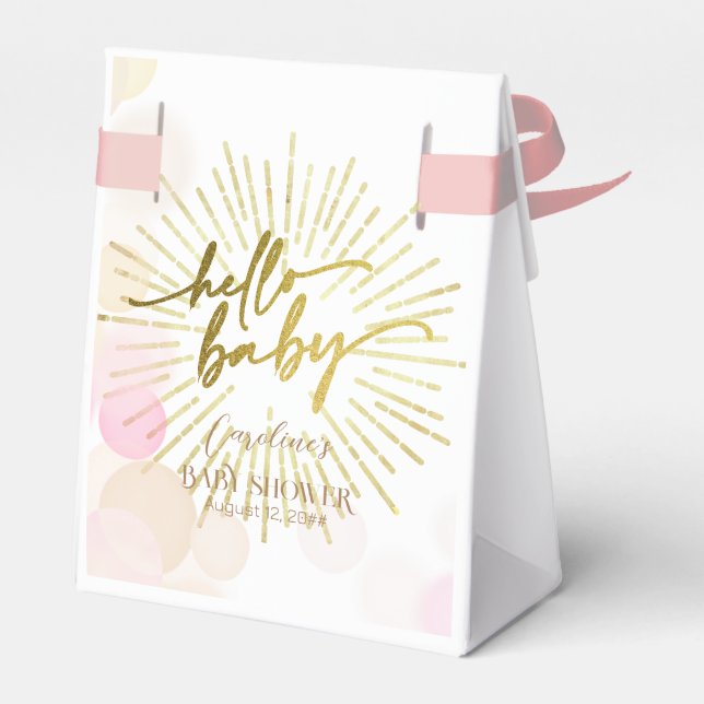 Hello Sunshine Boho Modern Happy Baby Girl Shower Favor Boxes (Back Side)