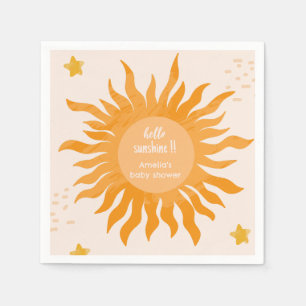 Hello sunshine boho watercolor Sun Baby Shower Napkins