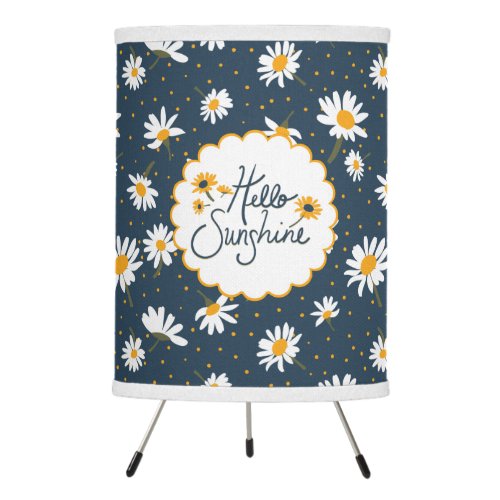 Hello Sunshine Classic Navy Yellow White Daisy Tripod Lamp