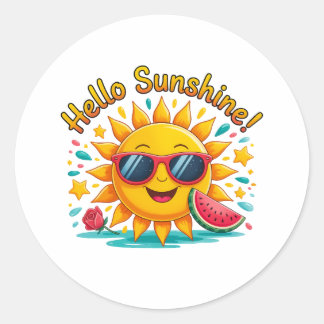 Hello Sunshine Classic Round Sticker