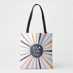 Hello Sunshine: Colorful Childish Typography Tote Bag