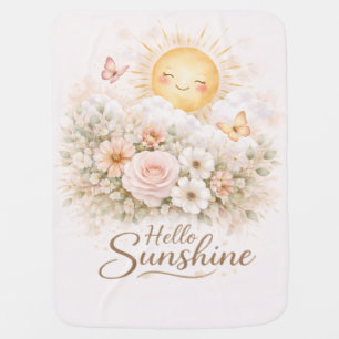 Hello Sunshine Cute Floral Sun Baby Nursery  Blanket