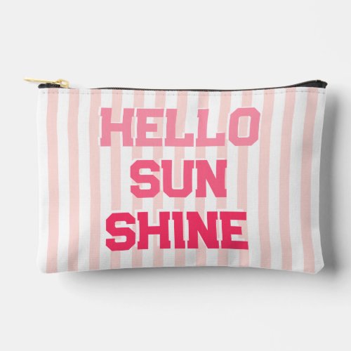 Hello Sunshine _ Cute Peachy Pink Stripes  Accessory Pouch