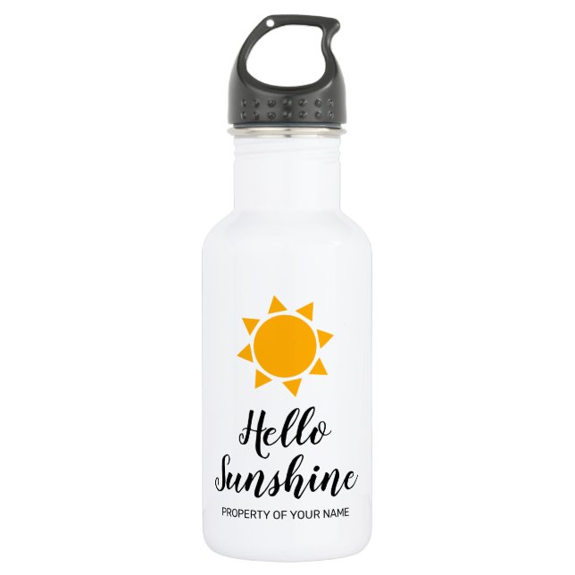 Hello Sunshine cute summer custom name Stainless Steel Water Bottle (Front)
