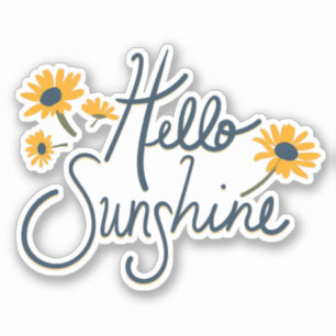 Hello Sunshine Daisy Flowers Motif Sticker