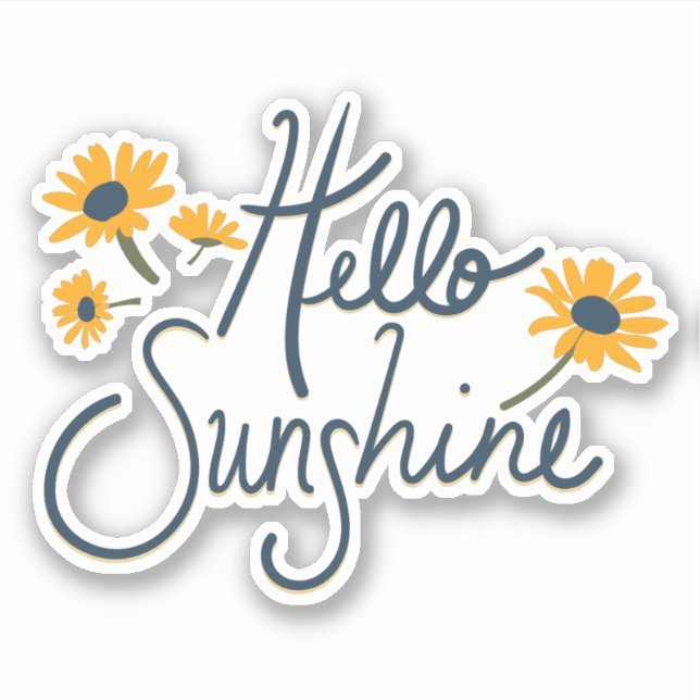 Hello Sunshine Daisy Flowers Motif Sticker (Front)