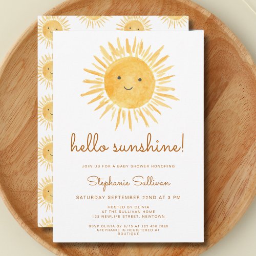 Hello Sunshine Gender_Neutral Baby Shower Invitation