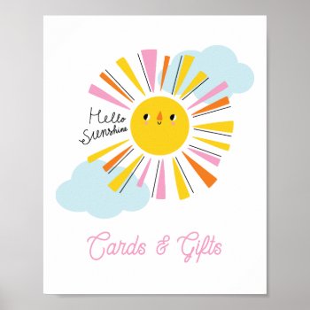 Hello Sunshine Girl Baby Shower Cards & Gifts Poster by marlenedesigner at Zazzle