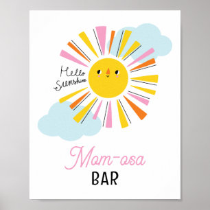 Hello Sunshine Girl Baby Shower Mom-osa Bar Poster
