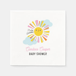 Hello Sunshine Girl Baby Shower Napkins