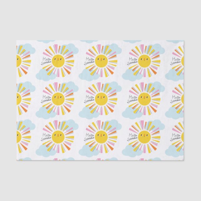 Hello Sunshine Girl Baby Shower Tissue Paper (Front)