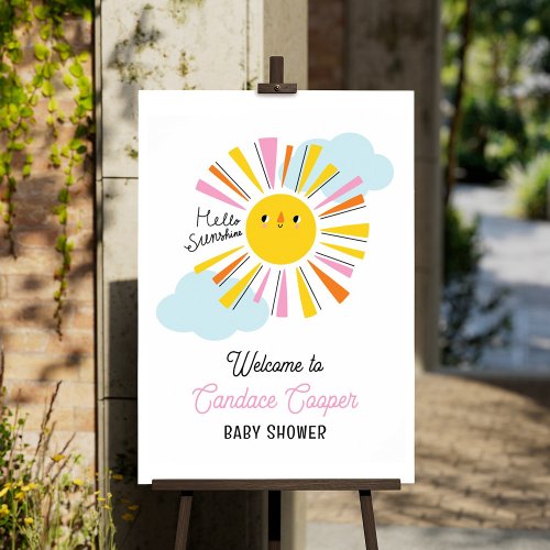 Hello Sunshine Girl Baby Shower Welcome Poster