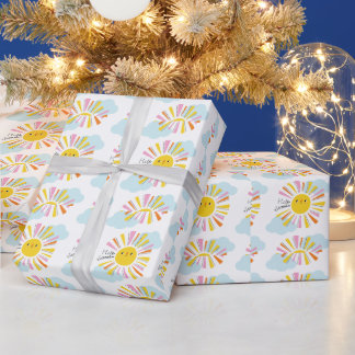 Hello Sunshine Girl Baby Shower Wrapping Paper