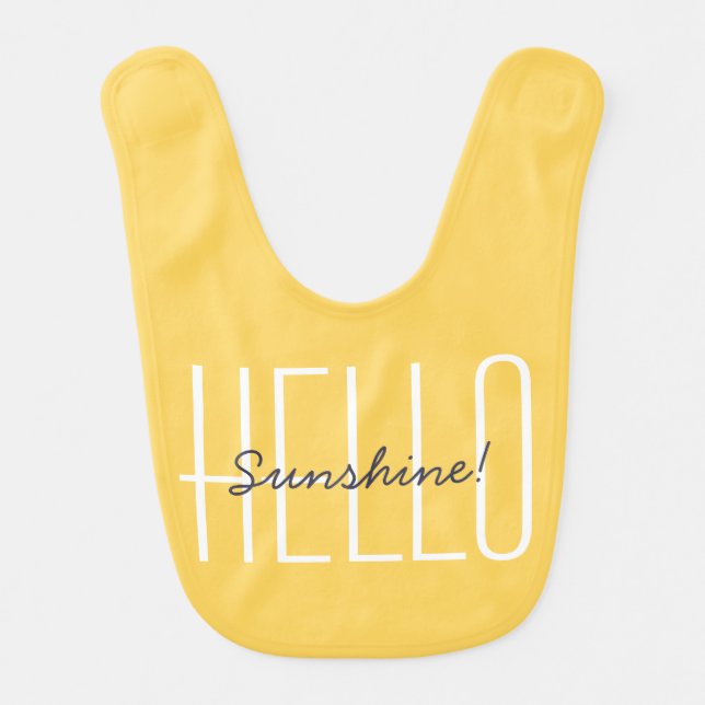 Hello Sunshine Goodnight Moon Yellow Modern Baby Bib (Front)