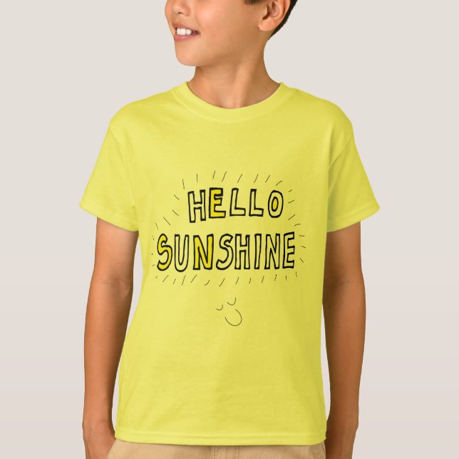 Hello sunshine happy summer yellow pretty fun  T-Shirt (Front)