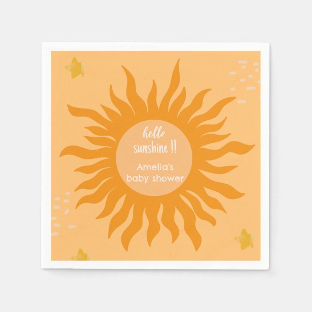 Hello sunshine here comes the son Baby Shower Napkins (Front)