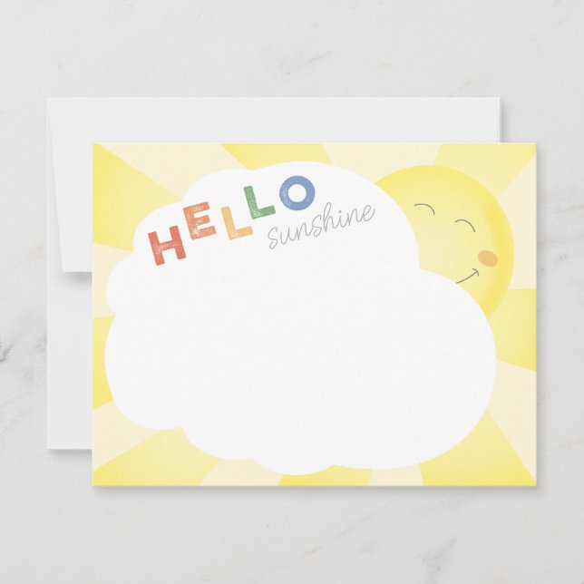 Hello Sunshine Illustrated Cheerful Note Card (Front)