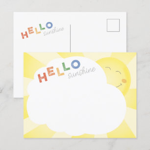 Hello Sunshine Illustrated Cheerful Postcard