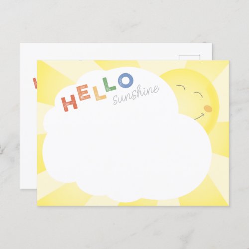 Hello Sunshine Illustrated Cheerful Postcard