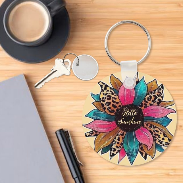 Hello Sunshine Leopard Flower  Keychain (Creator Uploaded)