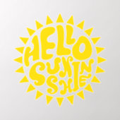 Hello Sunshine Lettering Yellow Sun Text Design Wall Decal (Insitu 2)