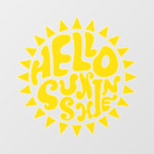 Hello Sunshine Lettering Yellow Sun Text Design Wall Decal (Front)