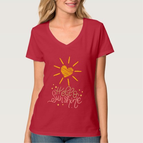 Hello Sunshine Optimistic  Summer Sun Beach quote T_Shirt