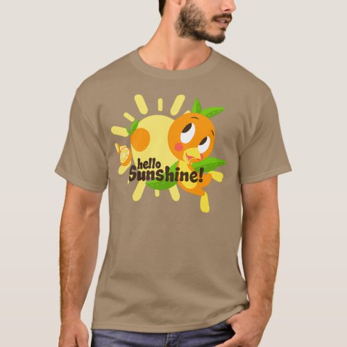 Hello Sunshine Orange Bird green background T_Shirt
