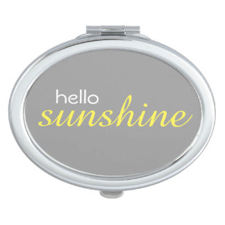 "Hello Sunshine" Oval Compact Mirror