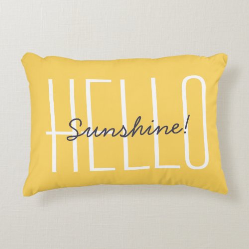 Hello Sunshine Quote Cheerful Decorative Yellow Accent Pillow