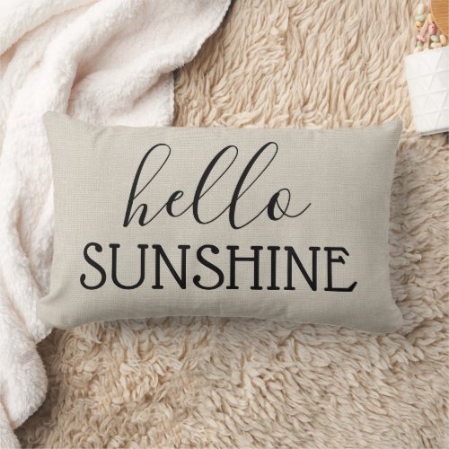 Hello Sunshine  Rustic Ivory Farmhouse Lumbar Pillow