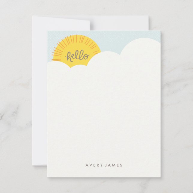 Hello Sunshine Stationery - Charcoal Note Card (Front)