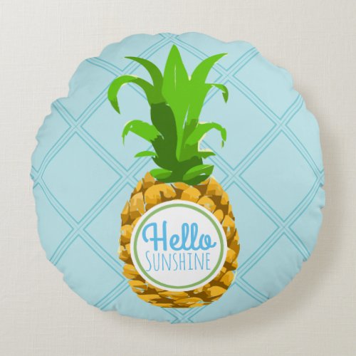 Hello Sunshine Summer Pineapple Round Pillow