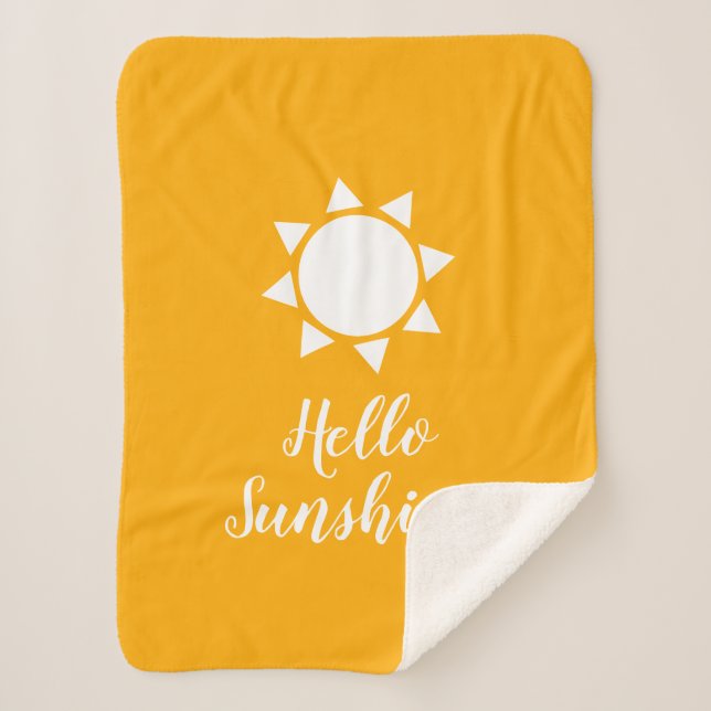 Hello sunshine summer vibes sherpa fleece blanket (Front)