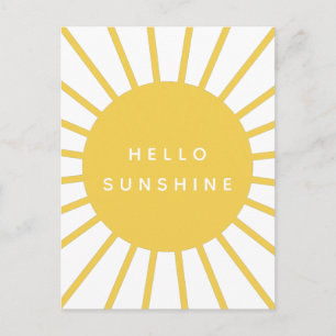Hello Sunshine Sun Modern Scandi Mustard Yellow Postcard
