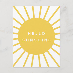 Hello Sunshine   Sun Modern Scandi Mustard Yellow Postcard