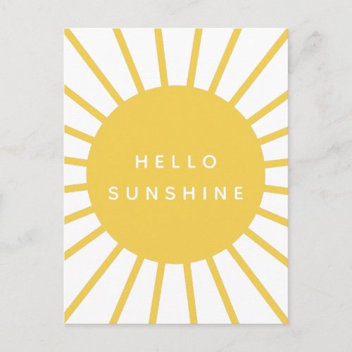 Hello Sunshine  Sun Modern Scandi Mustard Yellow Postcard