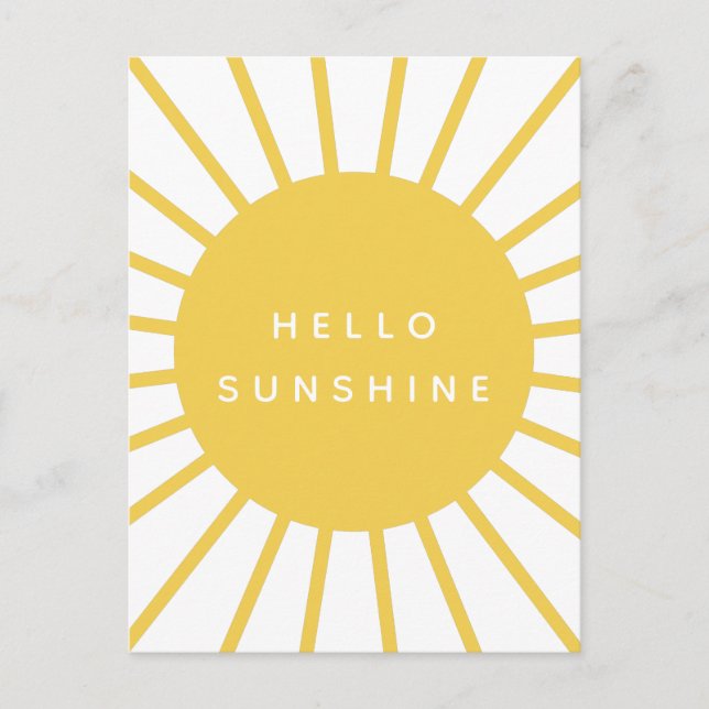 Hello Sunshine | Sun Modern Scandi Mustard Yellow Postcard (Front)