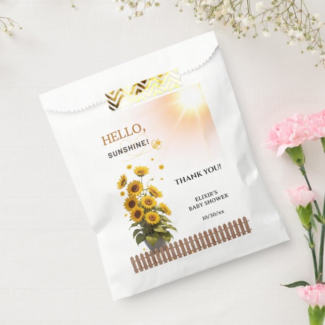 Hello Sunshine Sunflower Garden Baby Shower Favor Bag (Sealed)