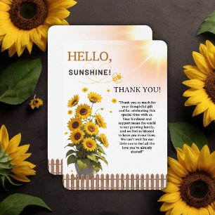 Hello Sunshine Sunflower Garden Baby Shower Thank You Card