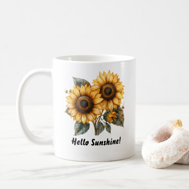 Hello Sunshine Sunflower Mug (With Donut)