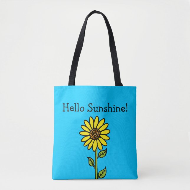 Hello Sunshine Sunflower Personalized Message Tote Bag (Front)