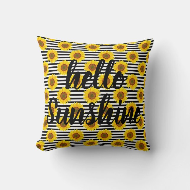 Hello Sunshine Sunflower Pillow (Front)