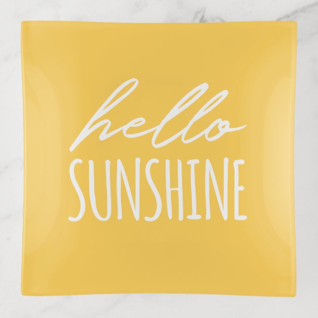 Hello Sunshine Sunny Yellow Trinket Tray (Front)