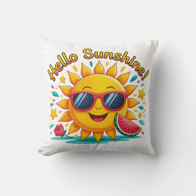 Hello Sunshine  Throw Pillow (Front)