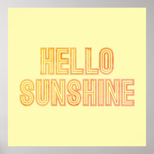 Hello Sunshine Typography Yellow Poster