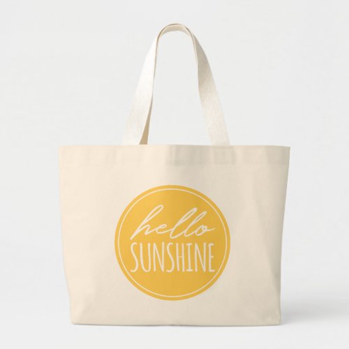 Hello Sunshine Typography Yellow Sun Tote Bag