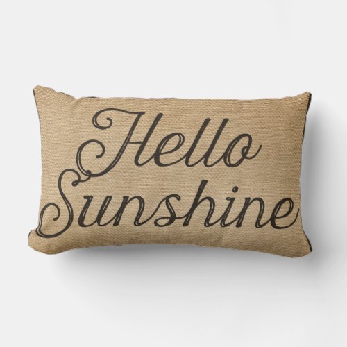 Hello Sunshine Vintage Burlap Lumbar Pillow